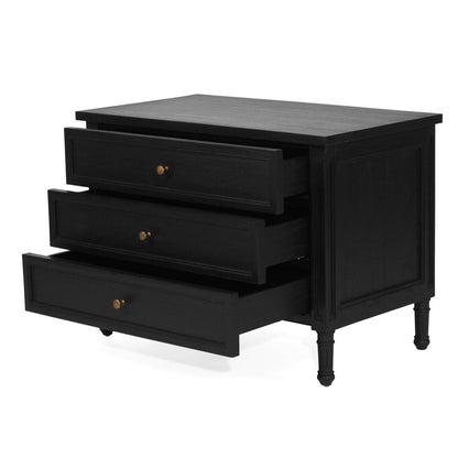 Black Cayman 3 Drawer 91cm Nightstand Sun Republic 