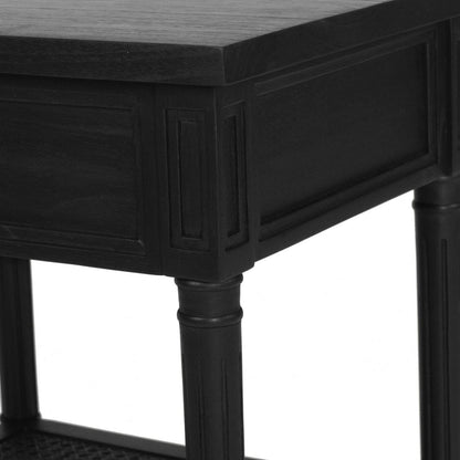 Black Cayman Bedside Table 57cm With Cane Shelf Sun Republic 