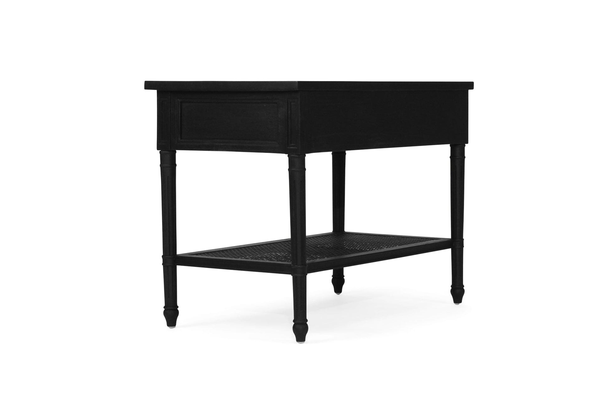 Black Cayman Coastal Nightstand 91cm With Cane Shelf Sun Republic 