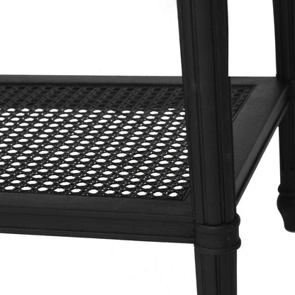 Black Cayman Coastal Nightstand 91cm With Cane Shelf Sun Republic 