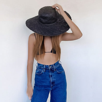 Black Palm Leaf Sun Hat - Sophia Sun Republic 