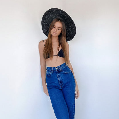 Black Palm Leaf Sun Hat - Sophia Sun Republic 