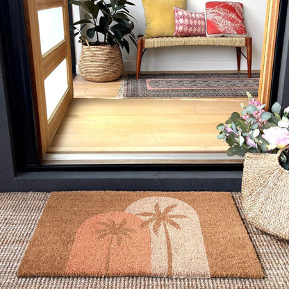 Boho Palms Door Mat - Blush Peach Door Mat