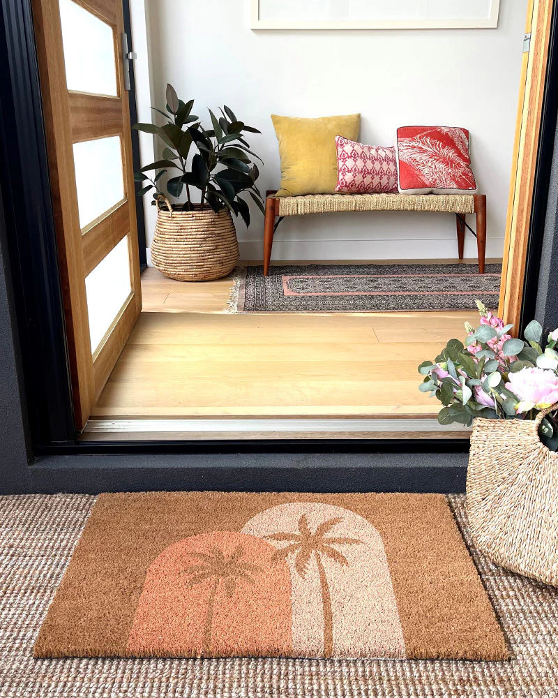 Boho Palms Door Mat - Blush Peach Door Mates 