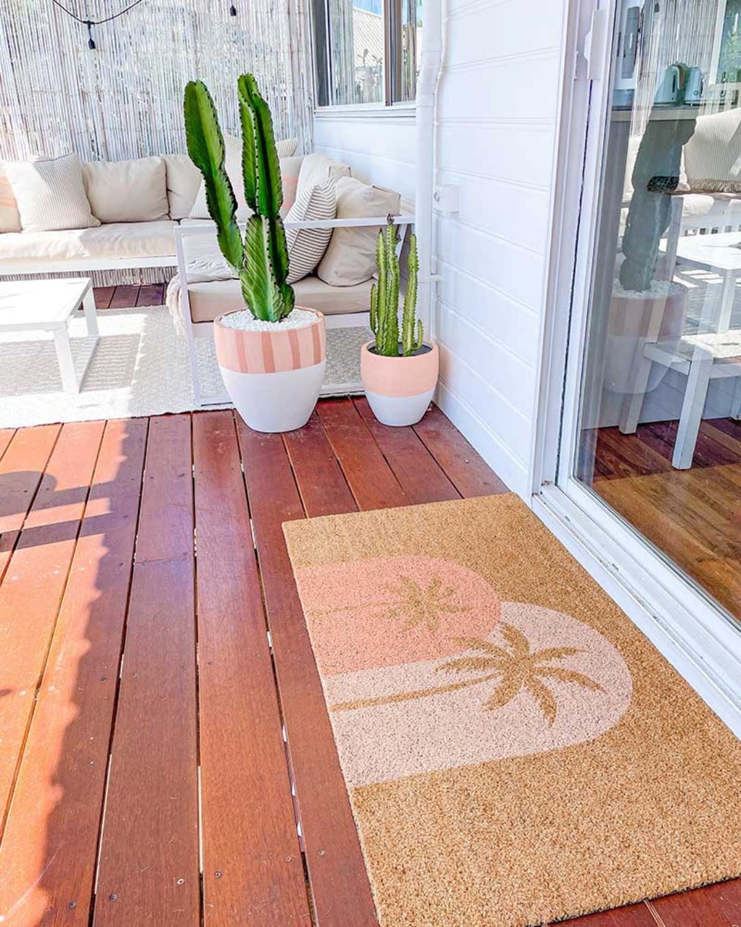 Boho Palms Door Mat - Blush Peach Door Mates 