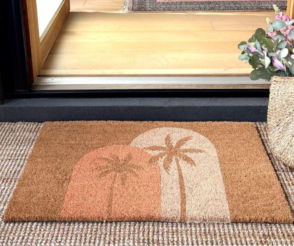 Boho Palms Door Mat - Blush Peach Door Mates 