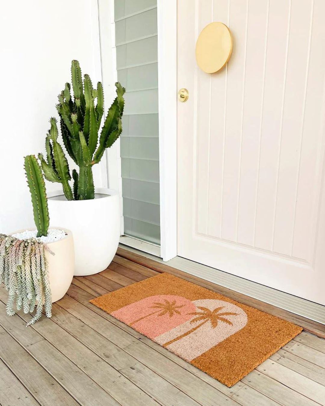 Boho Palms Door Mat - Blush Peach Door Mates 