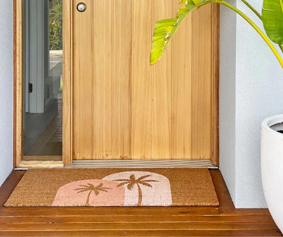 Boho Palms Door Mat - Blush Peach Door Mates 