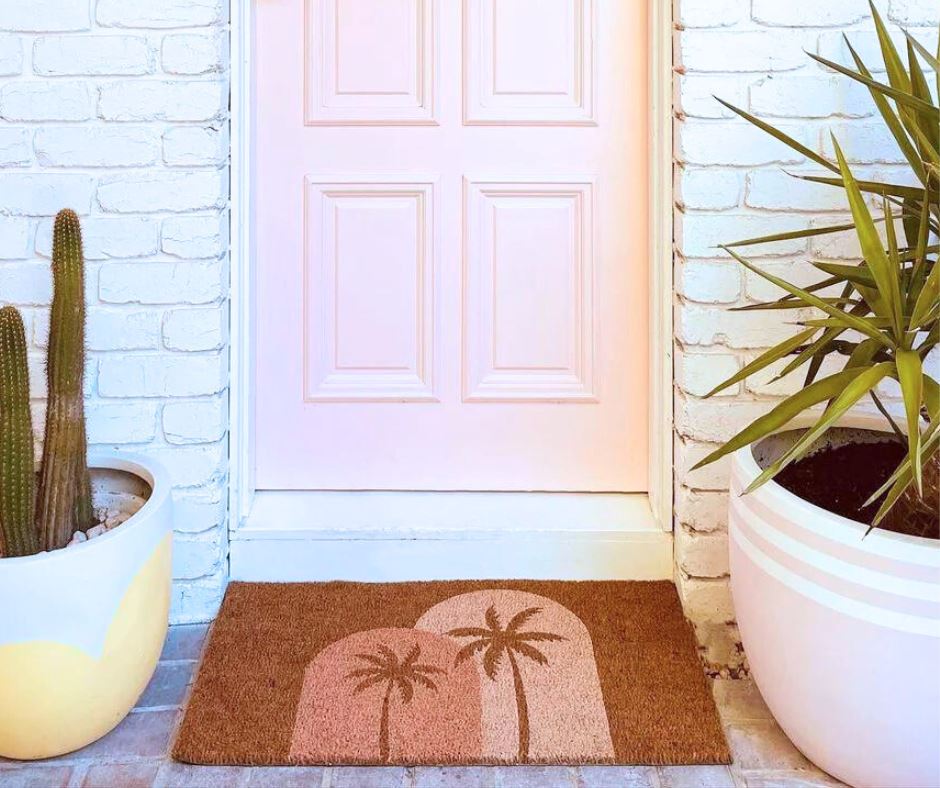 Boho Palms Door Mat - Blush Peach Door Mates 