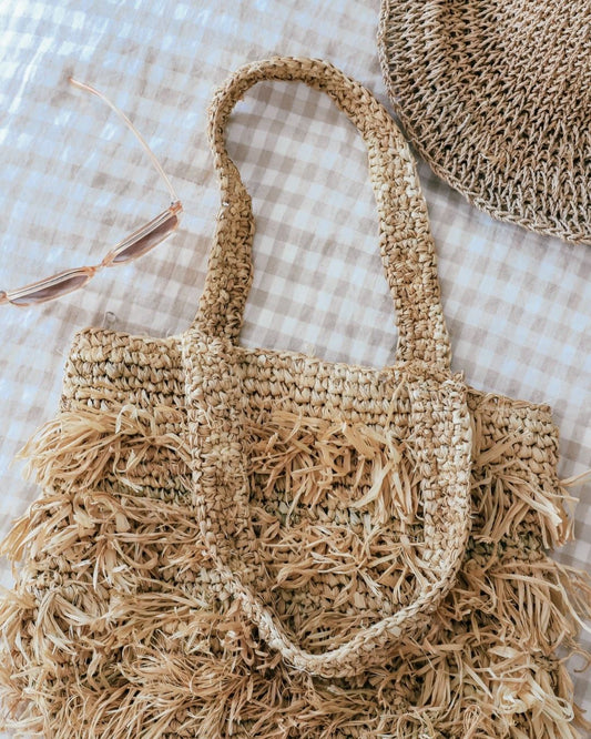 Bora Bora Raffia Bag With Fringing Sun Republic 