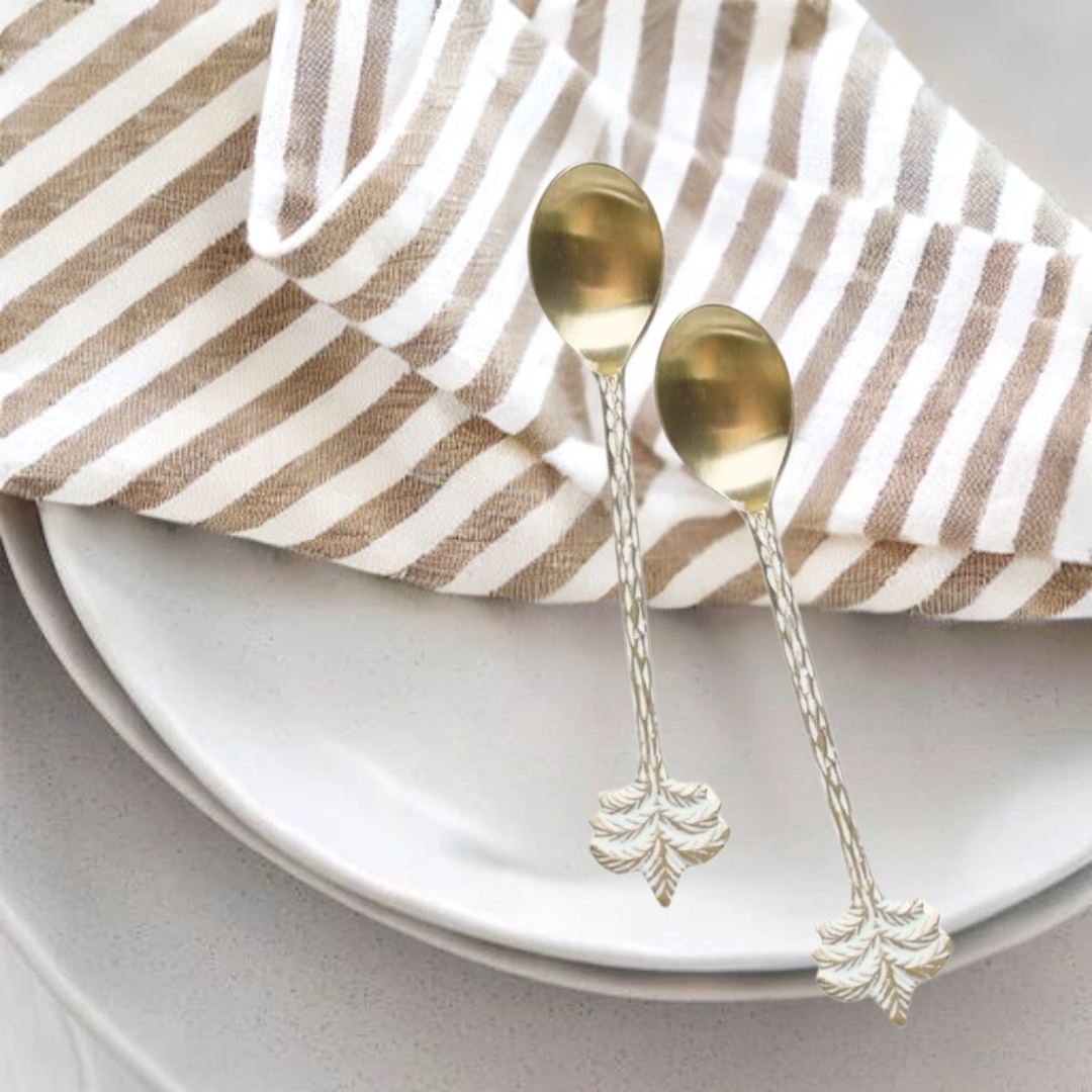 Brass Gold & White Palm Tree Teaspoon Sun Republic 