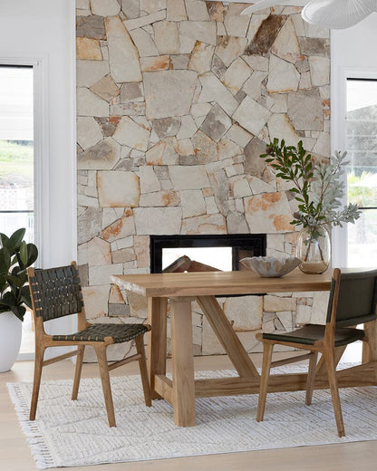 Bunbury Teak Modern Farmhouse Dining Table Sun Republic 