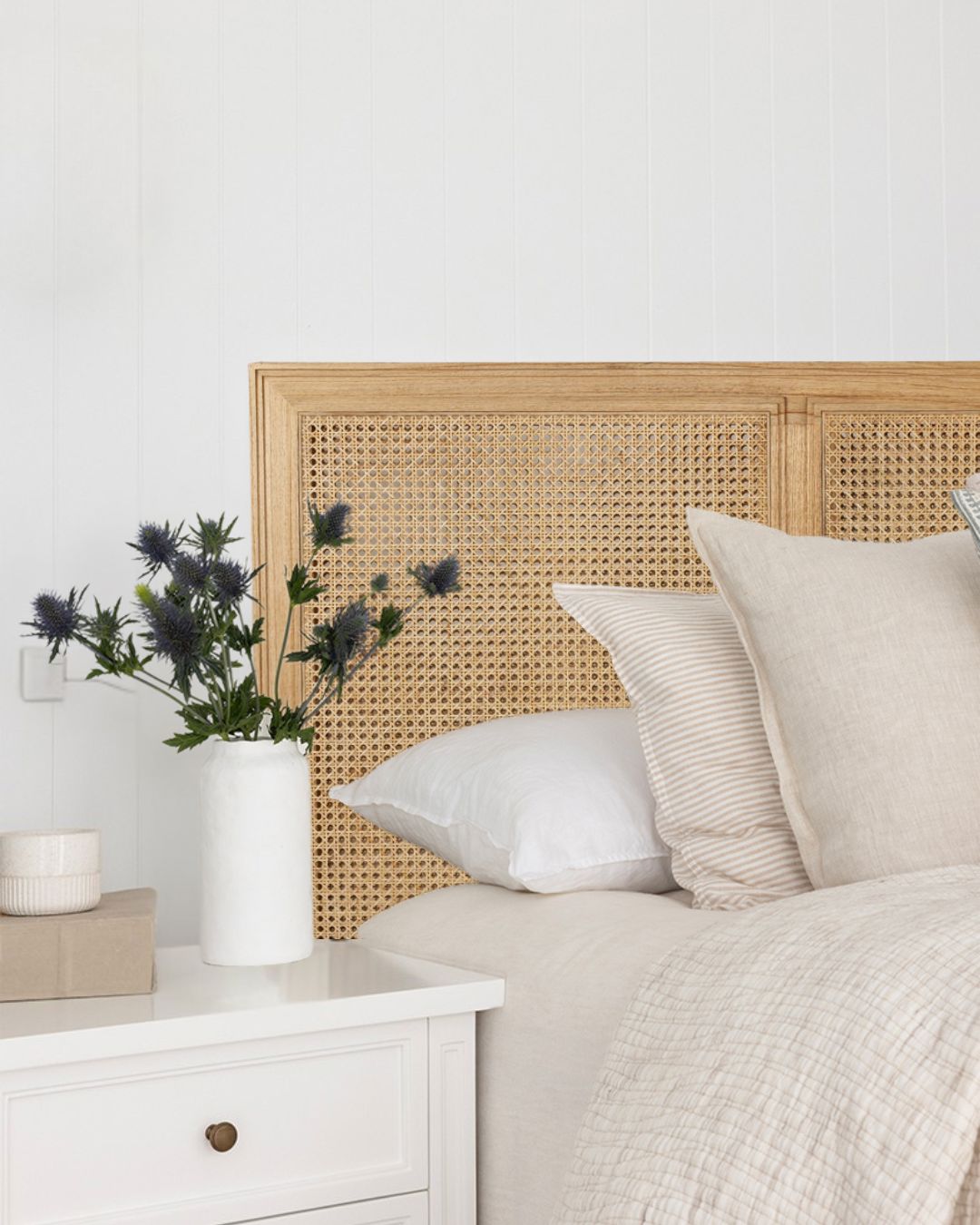 Cayman Cedar & Rattan Bed Head - Weathered Oak | Q-K Sun Republic 