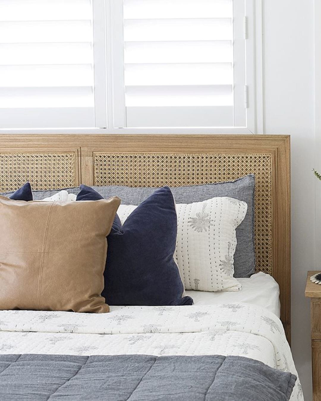 Cayman Cedar & Rattan Bed Head - Weathered Oak | Q-K Sun Republic 