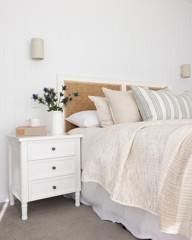 Cayman Mahogany & Rattan Bed Head - White | Q-K Sun Republic 