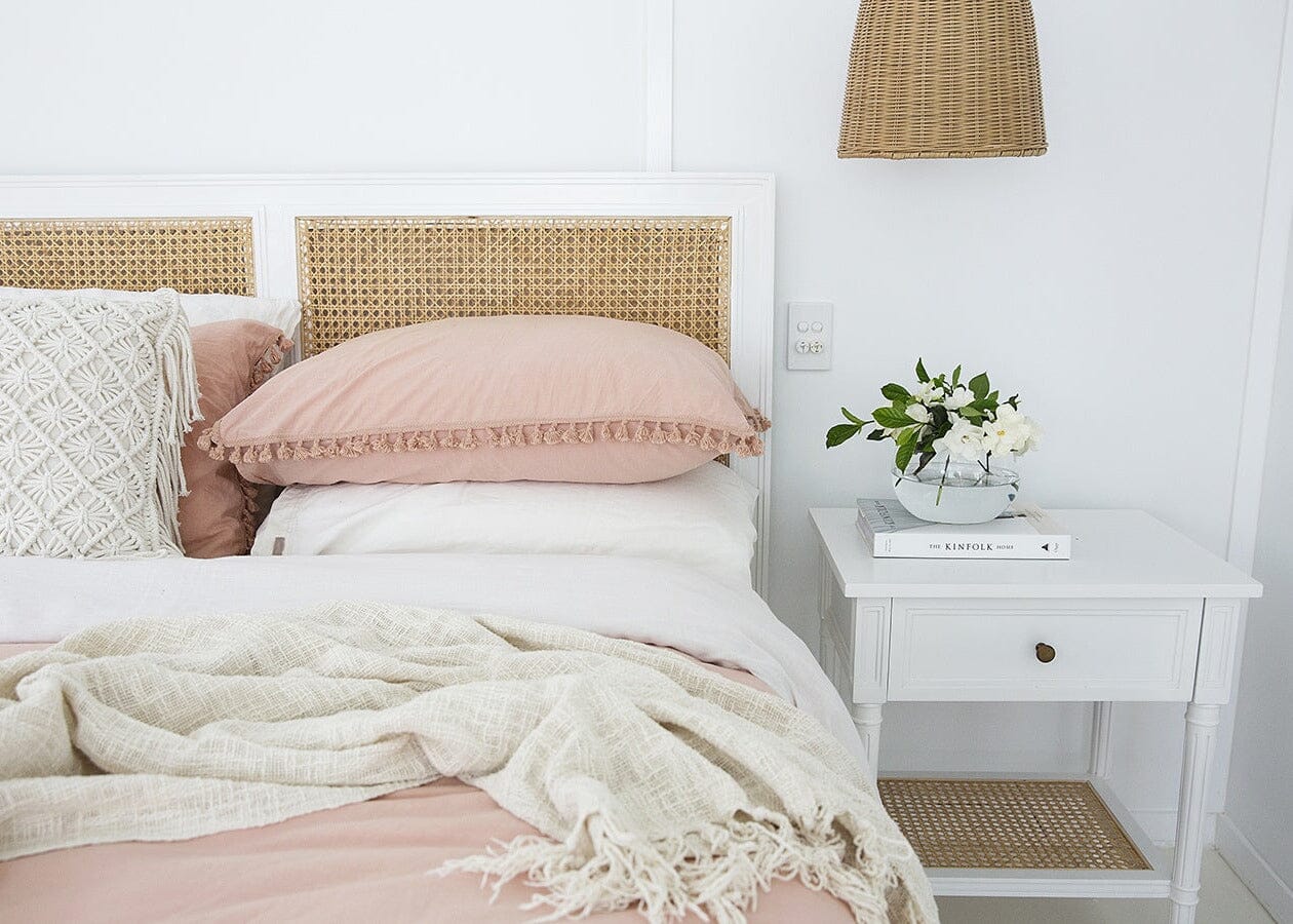 Cayman Mahogany & Rattan Bed Head - White | Q-K Sun Republic 