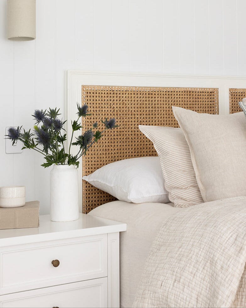 Cayman Mahogany & Rattan Bed Head - White | Q-K Sun Republic 