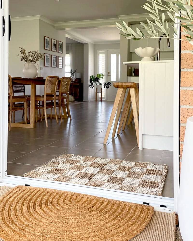 Check Jute Floor Mat - Natural & White | Pre-Order October Door Mates 