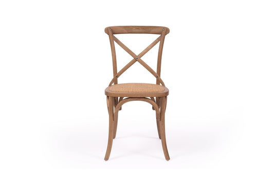Classic Cross-Back Dining Chair - Oak (Rattan Seat) Sun Republic 