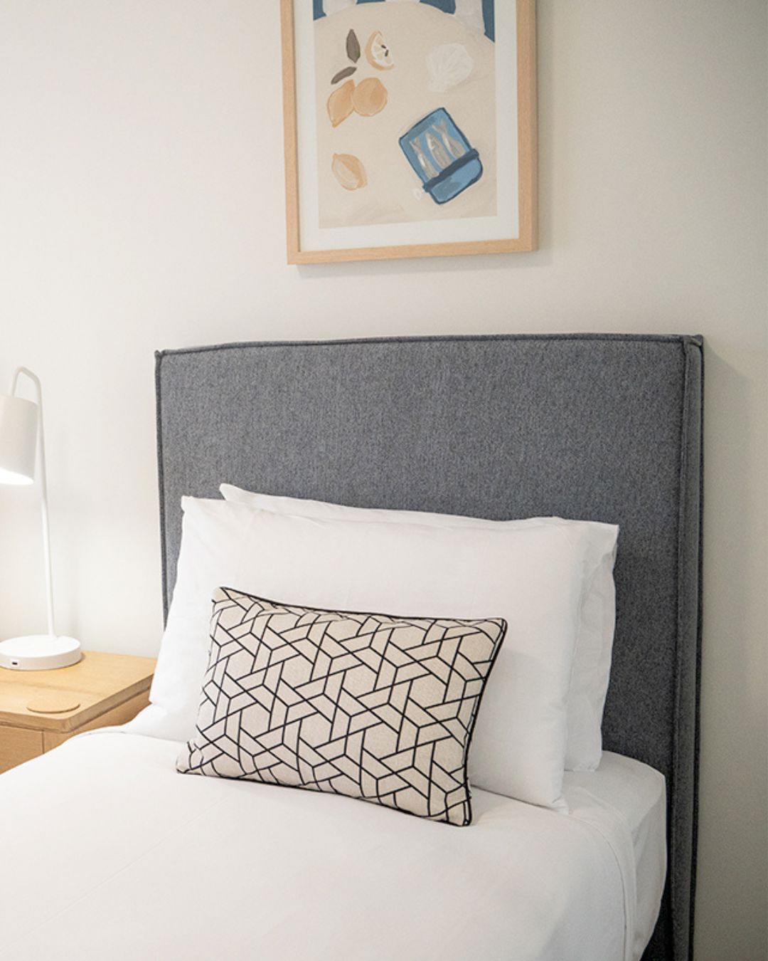 Classic Upholstered Bed Head - Blue/Grey Sun Republic 