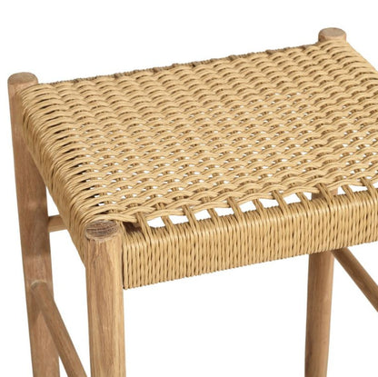 American Oak Counter stool with woven seat on a white background