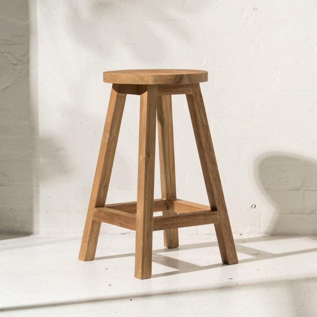 Round Teak Counter Stool
