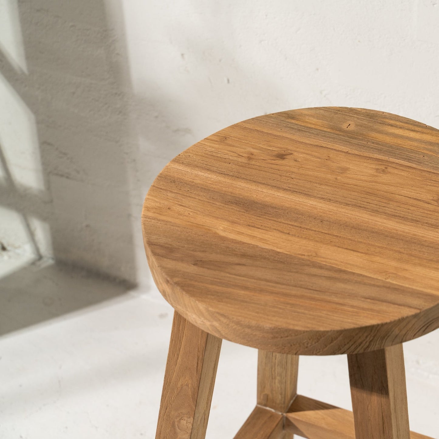 Round Teak Counter Stool