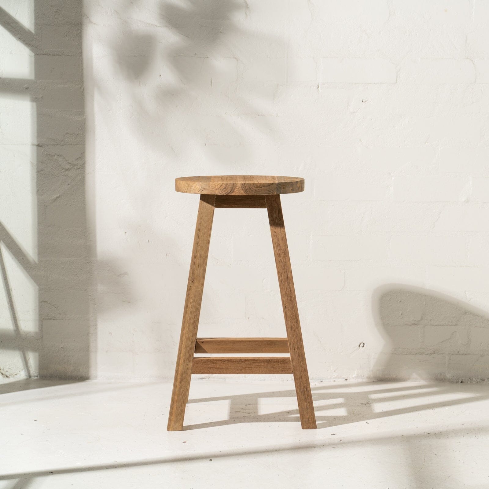 Round Teak Counter Stool