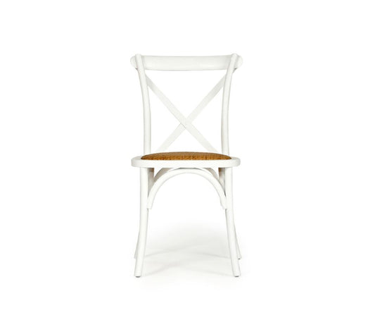 Dining Chair Cross-Back - White (Rattan Seat) Sun Republic 