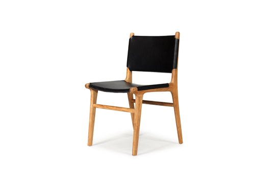 Dining Chair Leather & Teak Otis - Black Sun Republic 