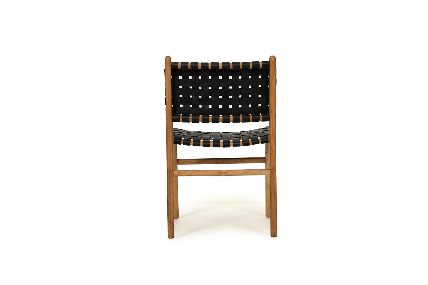 Dining Chair Woven Leather & Teak Otis - Black Sun Republic 