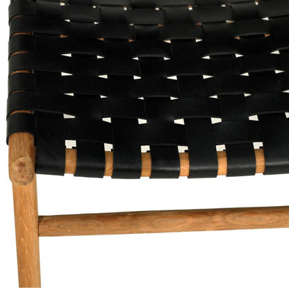 Dining Chair Woven Leather & Teak Otis - Black Sun Republic 