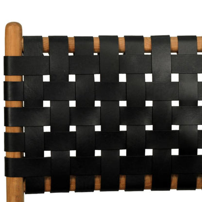 Dining Chair Woven Leather & Teak Otis - Black Sun Republic 
