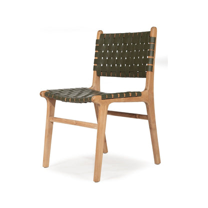 Dining Chair Woven Leather & Teak Otis- Olive Sun Republic 