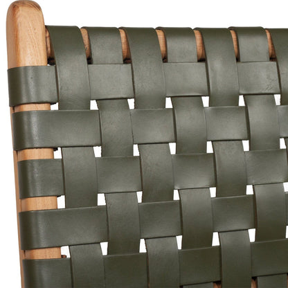 Dining Chair Woven Leather & Teak Otis- Olive Sun Republic 