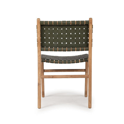 Dining Chair Woven Leather & Teak Otis- Olive Sun Republic 