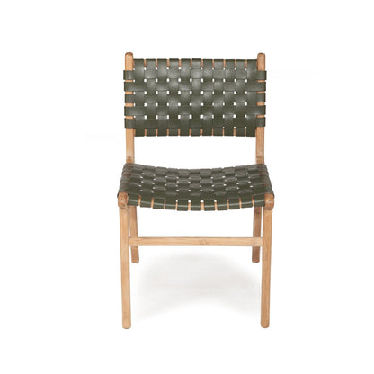 Dining Chair Woven Leather & Teak Otis- Olive Sun Republic 