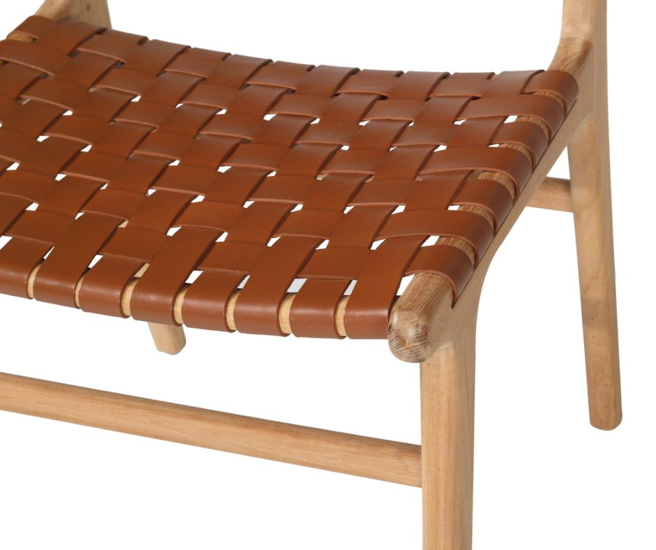 Dining Chair Woven Leather & Teak Otis - Tan Sun Republic 
