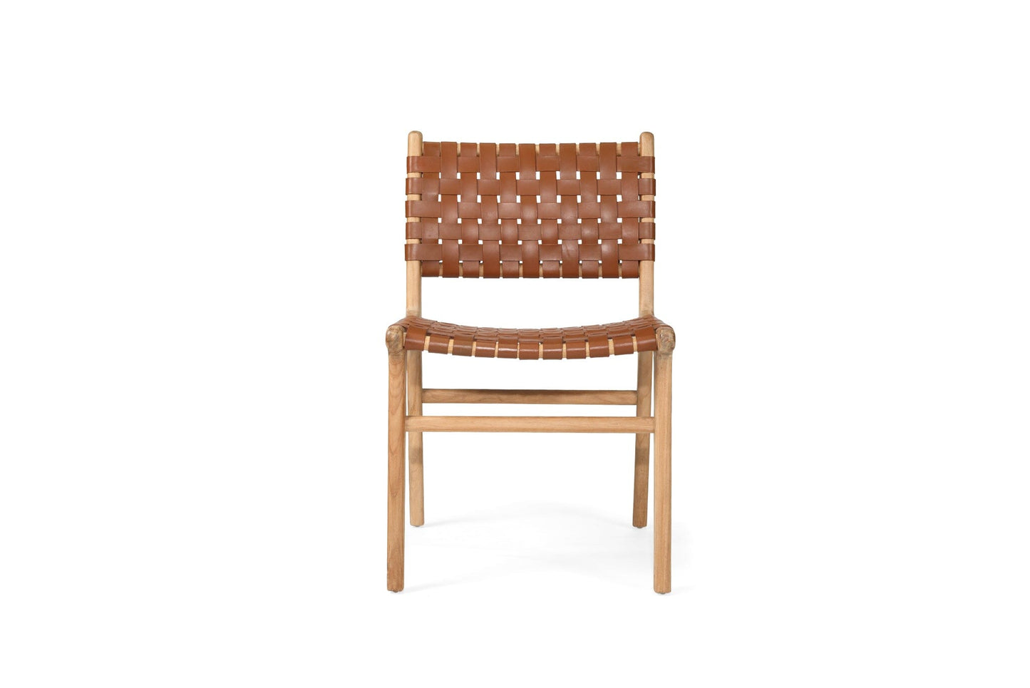 Dining Chair Woven Leather & Teak Otis - Tan Sun Republic 