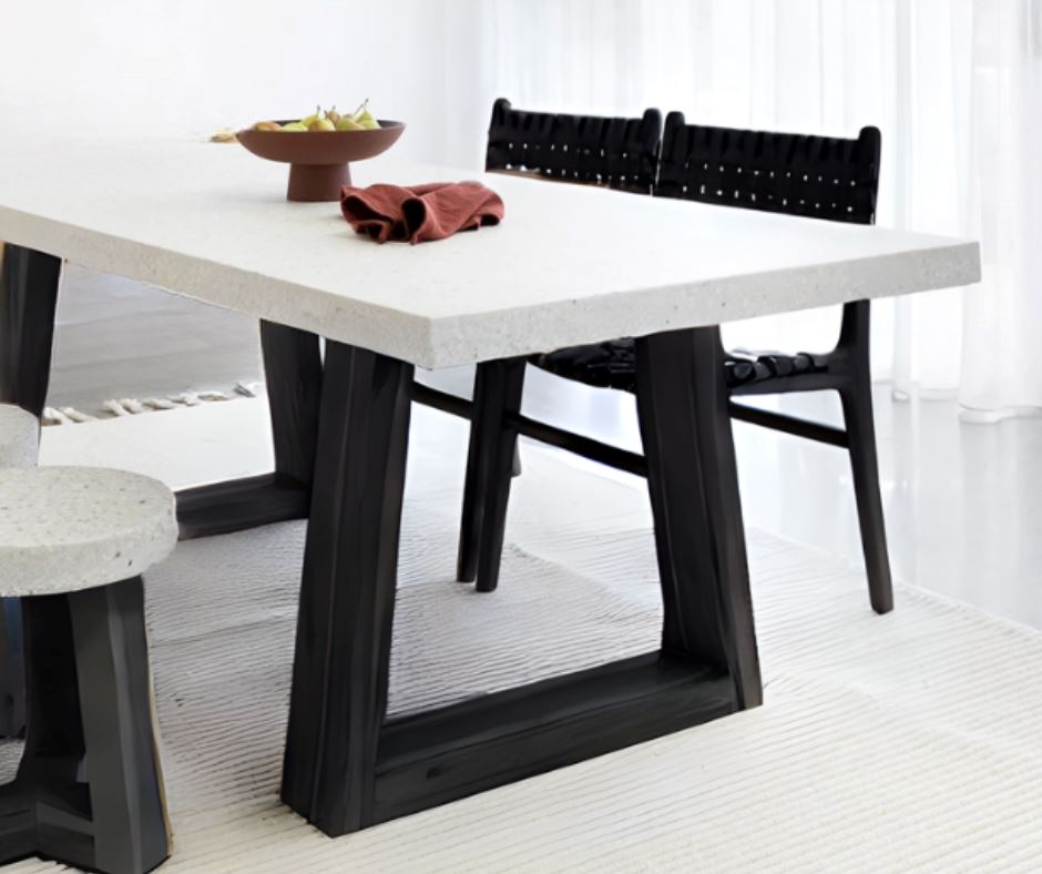 Dining Table Amalfi Terrazzo Stone Top (Black Wash Wide Leg) Sun Republic 
