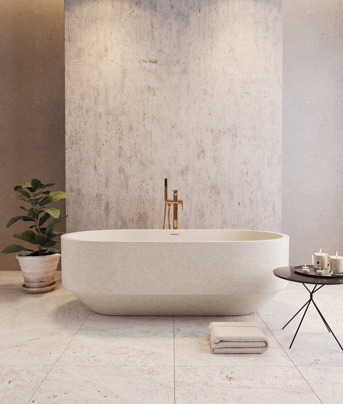 Eden 1700mm Freestanding Stone Composite Bath Madu Living 