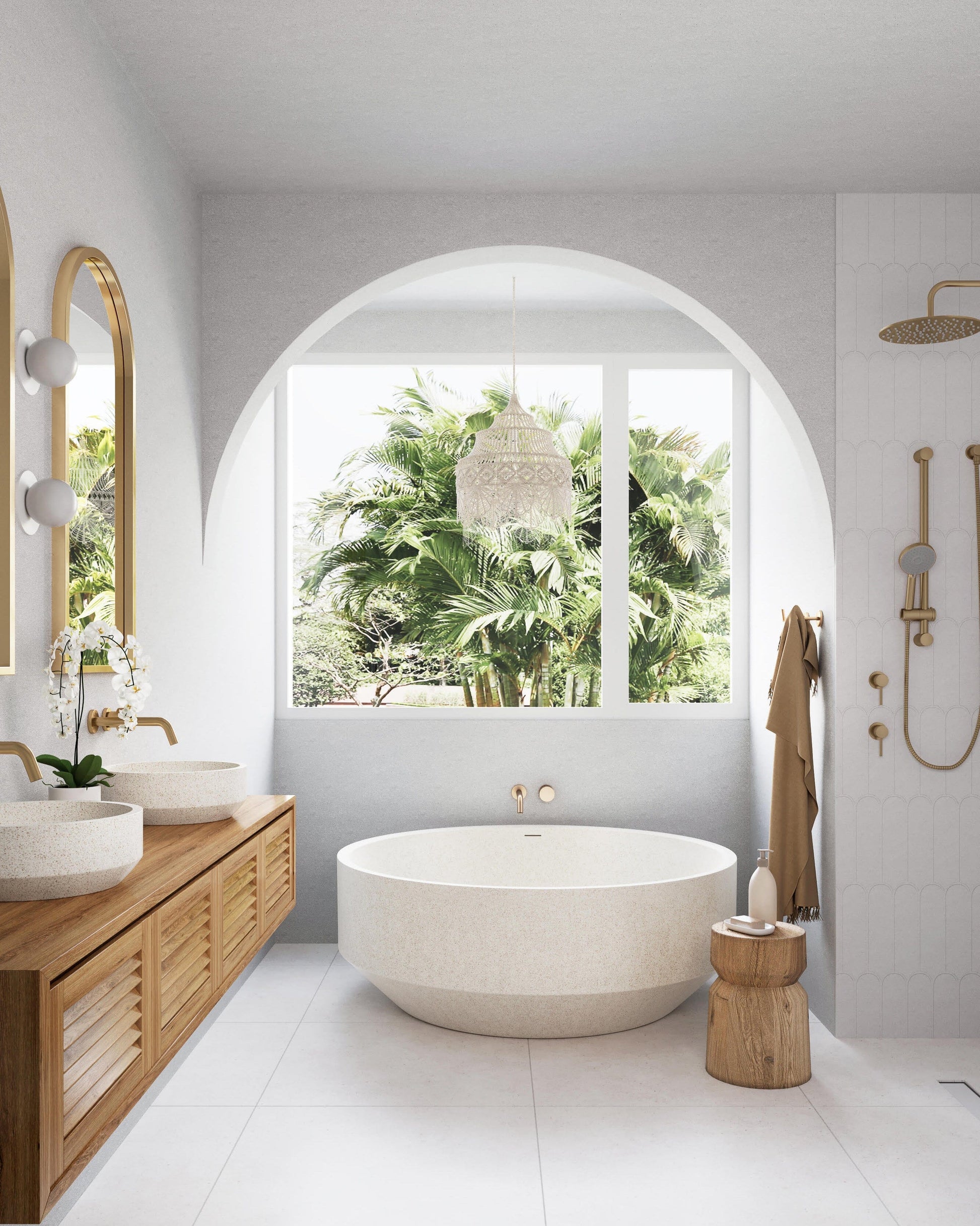 Eden Round 1500mm Freestanding Stone Composite Bath Madu Living 