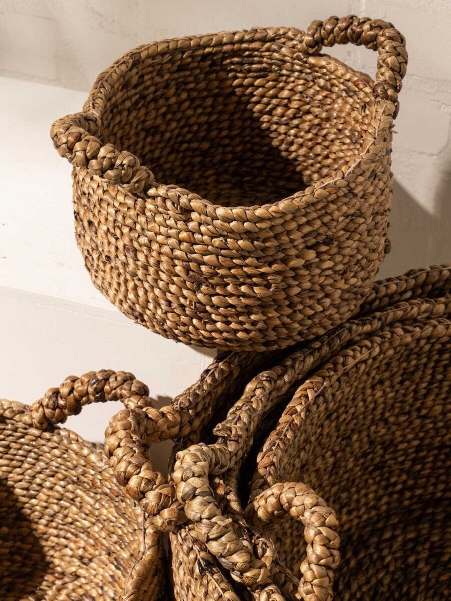 Elva Woven Water Hyacinth Baskets - Lowline Design Inartisan 