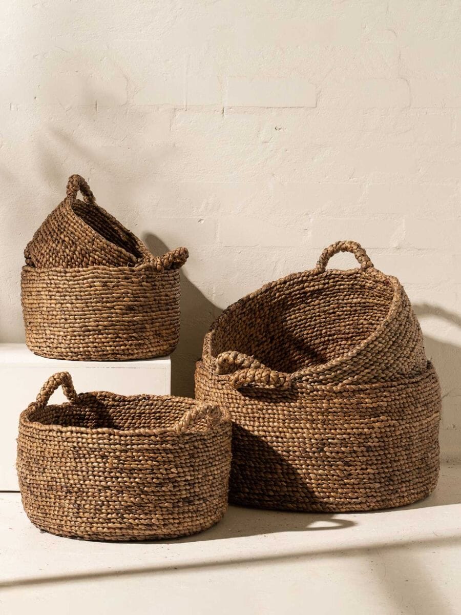 Elva Woven Water Hyacinth Baskets - Lowline Design Inartisan 