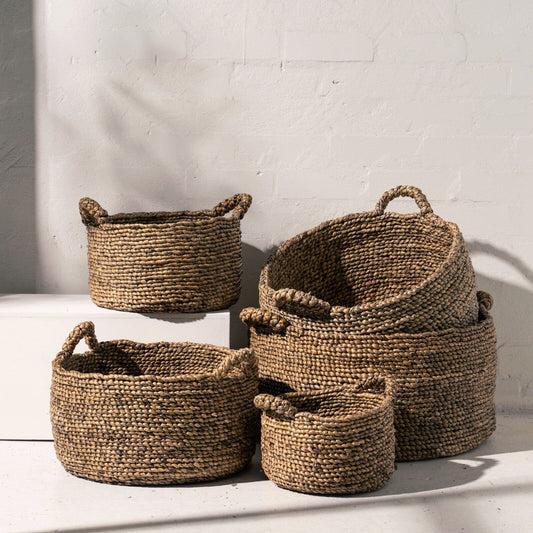 Elva Woven Water Hyacinth Baskets - Lowline Design Inartisan 