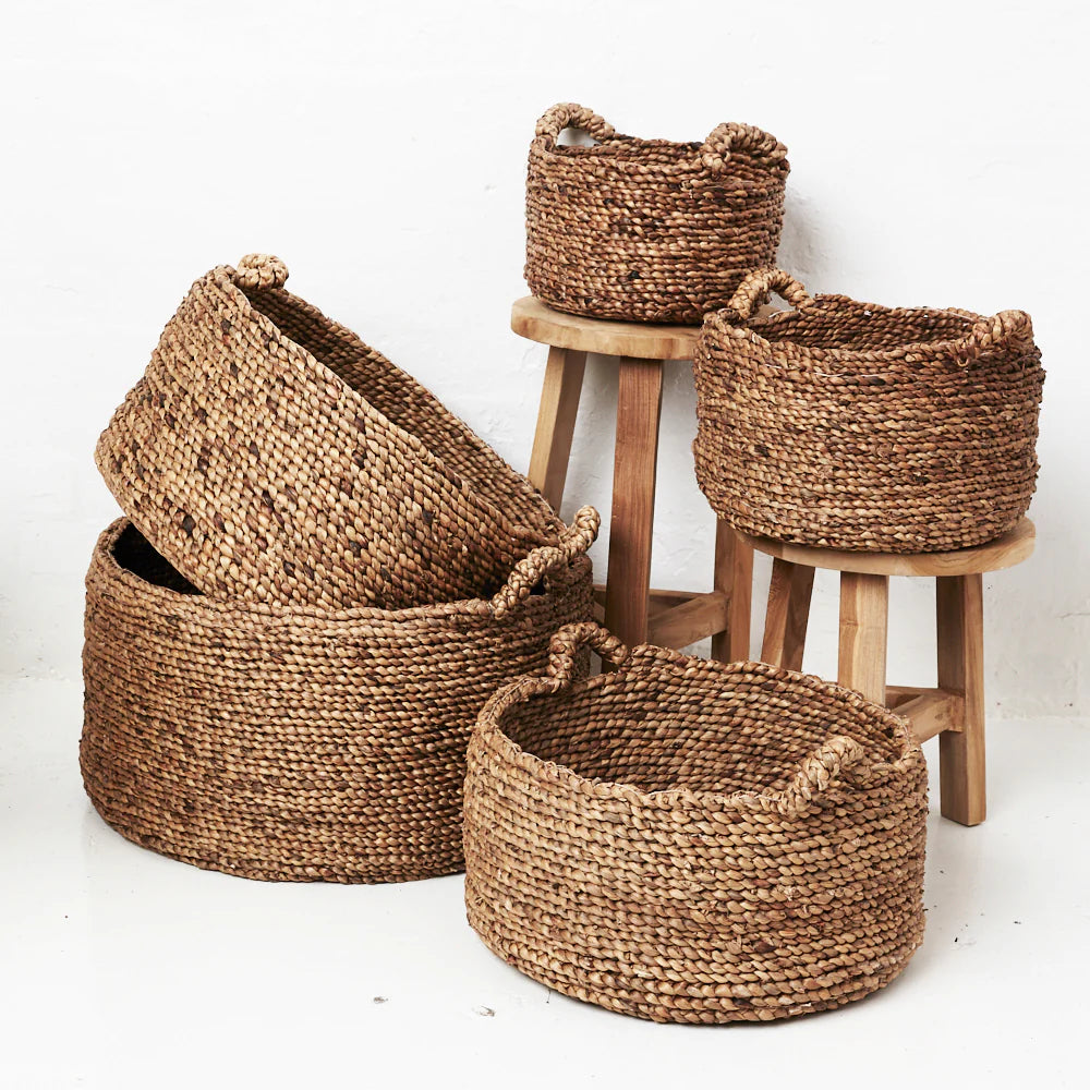 Elva Woven Water Hyacinth Baskets - Lowline Design Inartisan 