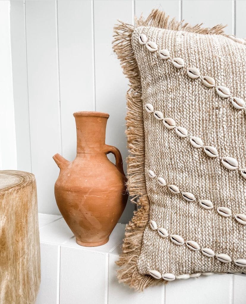 Embellished Shell & Jute Cushion - Sea Spray Sun Republic 