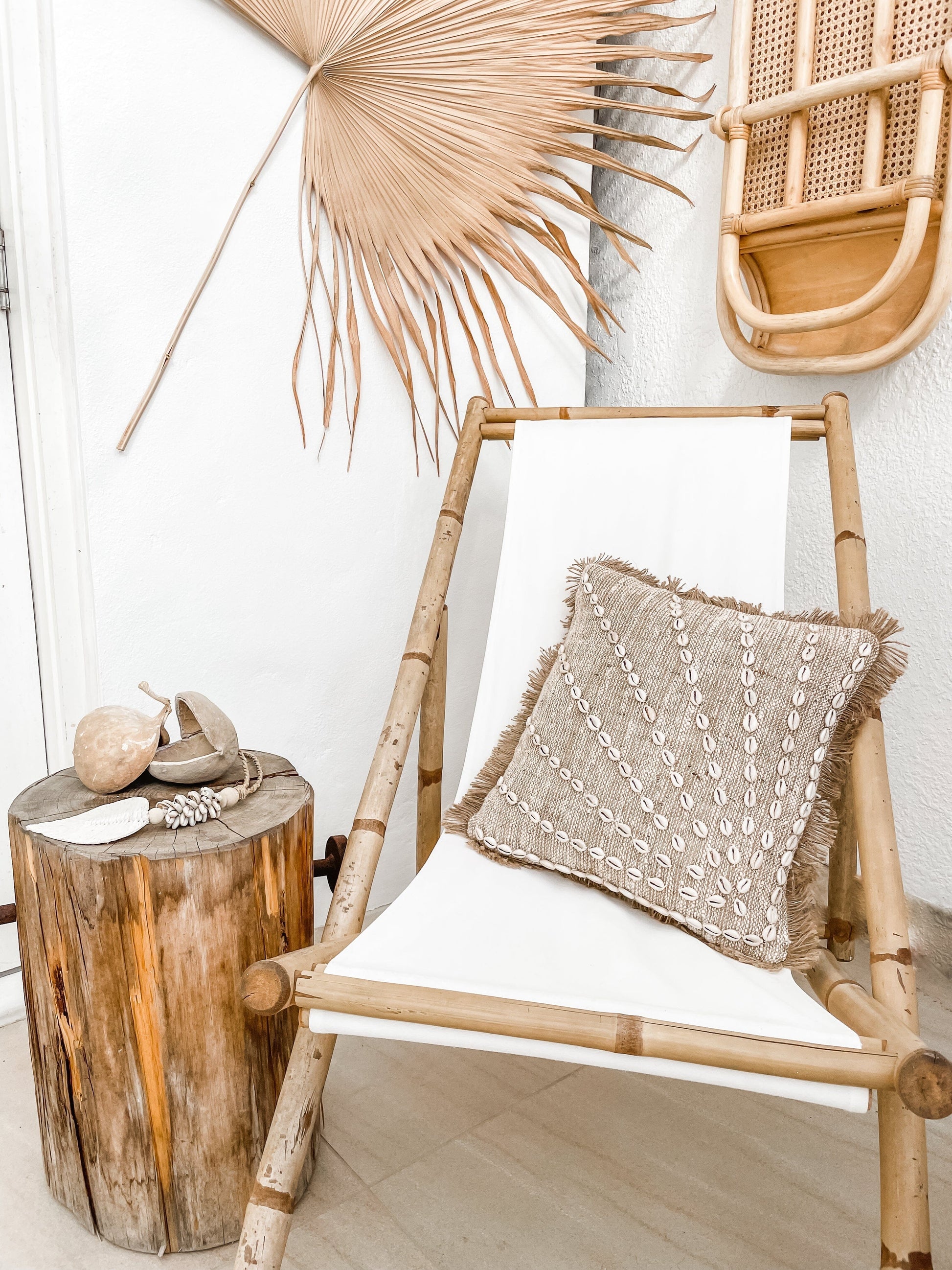 Embellished Shell & Jute Cushion - Sea Spray Sun Republic 