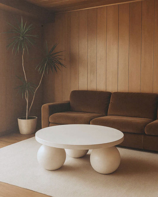 Eos Concrete Coffee Table - White Round Blacksalt 