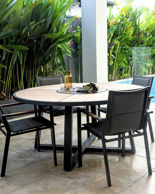 Finn Round Outdoor Dining Table - Asteroid Black Abide 
